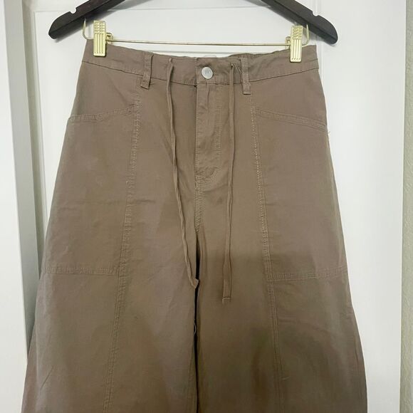 No Boundaries Women's Wide Leg Brown Drawstring Pants S(4-6) - Picture 4 of 10